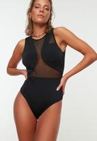 Trendyol - Tulle detailed swimsuit - black
