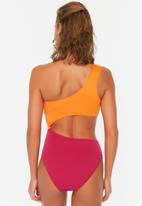 Trendyol - Color block swimsuit - fuchsia & orange 