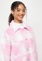 Cotton On - The boxy shacket - block check pink & white