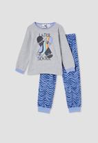 Cotton On - Noah long sleeve pyjama set - light grey & blue 