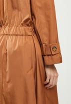 Koton - Relaxed fit button detail trench coat - cinnamon