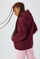 Cotton On - Plush oversized graphic hoodie - burgundy