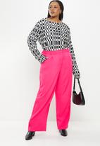 Me&B - Plus flare high waist trousers - pink