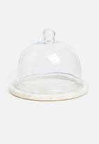 Sixth Floor - Marble glass domed cake stand - white