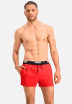 PUMA - Puma swim men logo short length swim shorts - red
