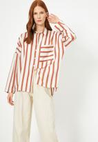 Koton - Classic long sleeve shirt - striped brown