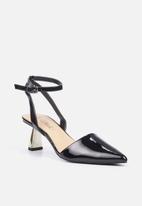 Miss Black - Cartier2 ankle tie block heel - black
