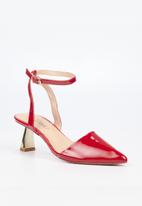 Miss Black - Cartier2 ankle tie block heel - red