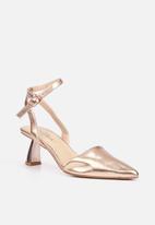 Miss Black - Cartier3 ankle tie block heel - rose gold