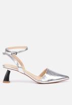 Miss Black - Cartier3 ankle tie block heel - silver