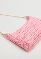 MANGO - Raffia baguette handbag - pink