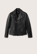 MANGO - Leather biker jacket perfect - black