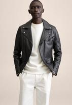 MANGO - Leather biker jacket perfect - black
