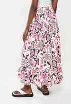 Glamorous - Abstract print maxi skirt co-ord - pink multi