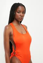 Trendyol - Textured back detailed swimsuit - orange