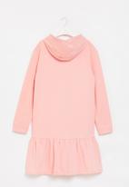 POLO - Girls embroidered long sleeve hooded dress - pink
