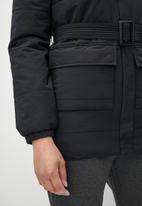 edit - Belted quilted puffer jacket - black