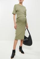 edit Maternity - Maternity knot front column dress - fatigue