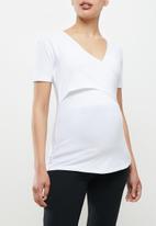 edit Maternity - Maternity wrap bodice nursing tee - white