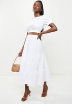 Glamorous - Tiered midi skirt coord - white