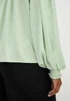 Superbalist - Shirred inset frill blouse - sage