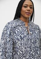 Superbalist - Shirred inset frill blouse - optical animal