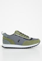 POLO - Faux suede knit trainer - olive & grey 