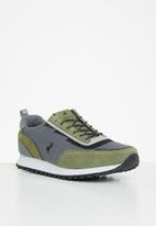 POLO - Faux suede knit trainer - olive & grey 