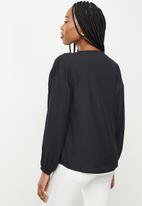 dailyfriday - Tie front gathered blouse - black