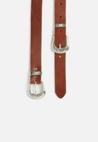 Superbalist - Western leather double buckle belt - cognac