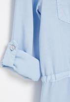 GUESS - Kids tencel twill adjust long sleeve dress - blue
