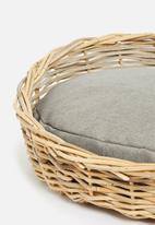 Paarl Basket - Dog basket with pillow - natural & white