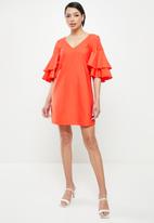 Koton - V neck 3/4 sleeve dress - orange