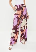 Koton - Floral wide leg trousers - purple