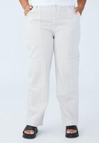 Cotton On - Curve utility straight leg jean - soft taupe