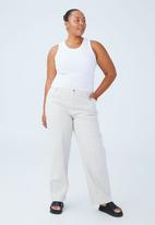 Cotton On - Curve utility straight leg jean - soft taupe