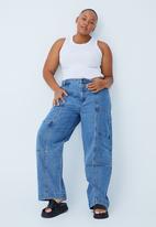 Cotton On - Curve utility straight leg jean - stormy blue