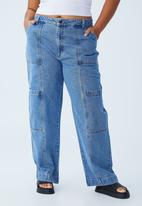Cotton On - Curve utility straight leg jean - stormy blue