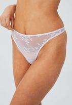 Cotton On - Meadow floral lace high cut g string brief - thistle