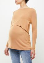 Cotton On - Maternity 2 in 1 long sleeve top - soft camel
