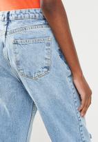 Trendyol - Ripped high waist mom jeans - blue