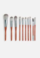 Glam Beauty - Maange 10 Piece Makeup Brush Set + Vegan Leather Pouch - Orange