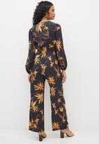 edit - Balloon sleeve tapered jumpsuit - ink scribble floral
