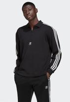 adidas Originals - Adicolor 3-Stripes Long Sleeve Polo Sweatshirt  - black