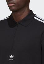 adidas Originals - Adicolor 3-Stripes Long Sleeve Polo Sweatshirt  - black