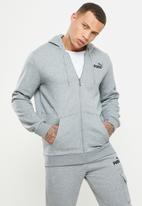 PUMA - Ess small logo fz hoodie fl - medium grey heather