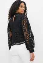 MILLA - Lace statement sleeve blouse - black