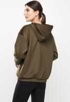Trendyol - Oversize hooded sports sweatshirt - brown