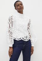 MILLA - Lace statement sleeve blouse - off white