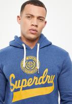 Superdry. - Script style col hoodie - rich blue marl